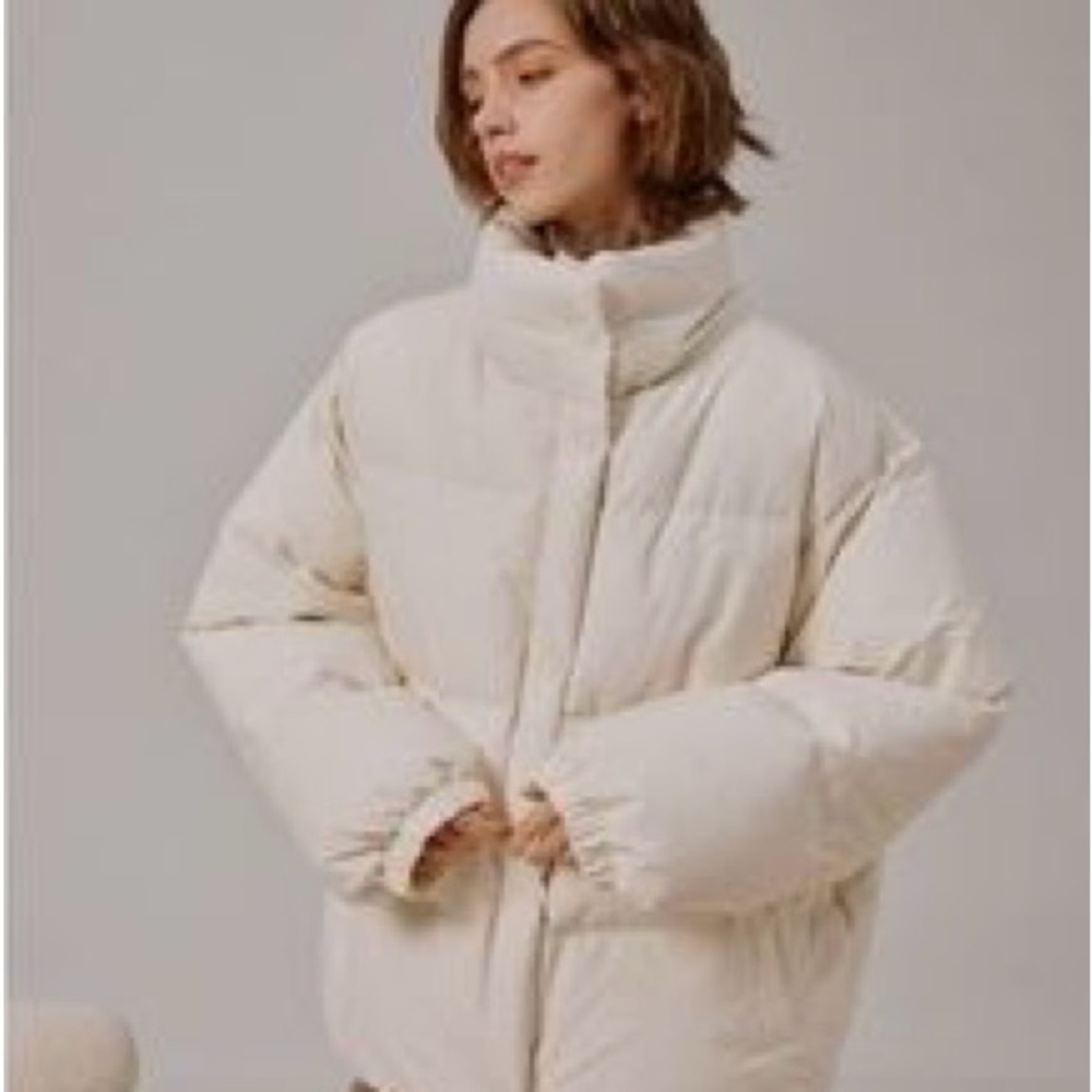 Women's Oversized Cream Puffer Jacket